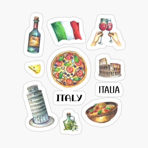 #icon #italy #aesthetic #simple #collage Italy Scrapbooking, Italia Aesthetic, Italian Love, Travel Doodles, Cruise Scrapbook, Cute Scrapbooks, Sticker Design Inspiration, Simple Collage, Travel Collage