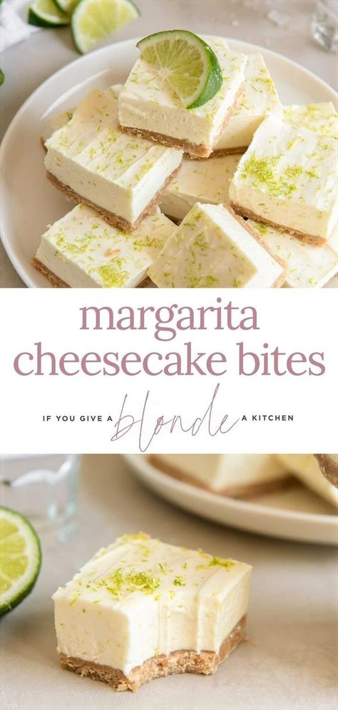 Margarita Dessert Recipes, Key Lime Bites, Margarita Cheesecake, Shot Of Tequila, Chocolate Cheesecake Bars, Raspberry No Bake Cheesecake, Cheesecake Bites Recipe, Frozen Cheesecake, Lime Cheesecake