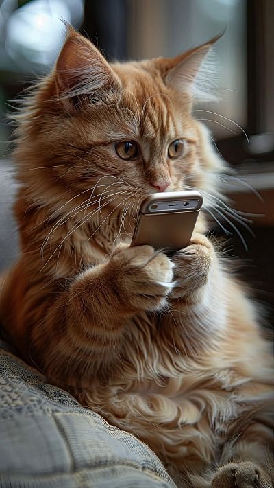 A cat sits with a phone in paws - 4 wallpapers from Cats section Cat Holding Phone, Holding Phone, Dragon Face, Avatar 3d, Car Emblem, Anime Cat, Phone Photography, Cat Sitting, 3d Characters