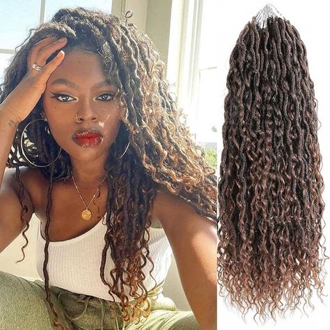 Amazon.com : Pre Looped Boho River Locs Crochet Braids,18 Inch 5 Packs New Goddess Locs Crochet Hair For Women,Ombre Brown Faux Locs Crochet Hair With Curly Ends,Soft Braiding Hair,Itch Free(5 Packs,18in,T1B/30#) : Beauty & Personal Care Brown Faux Locs, Jah Locs, Boho Goddess Locs, Curly Faux Locs Crochet, Goddess Locs Crochet, Curly Faux Locs, Curly Fashion, Short Crochet, Crochet Faux Locs