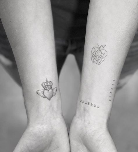 Small Irish Tattoos, Irish Claddagh Tattoo, Tattoo Western, Celtic Tattoo For Women, Claddagh Tattoo, Meaningful Wrist Tattoos, New York Tattoo, Nyc Tattoo, Date Tattoos