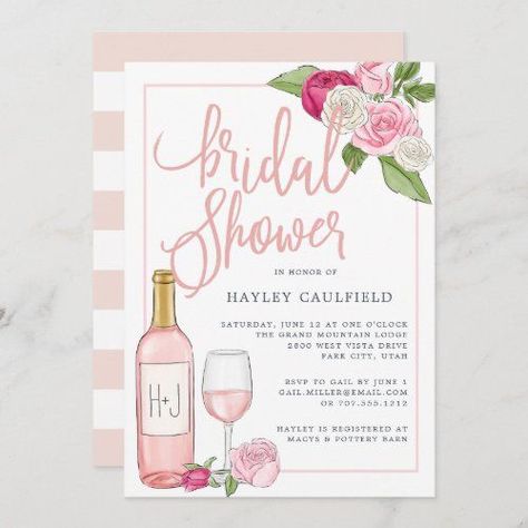 $2.91 | Rosé Garden | Bridal Shower Invitation #blushpinkandgreen #pastelwatercolorfloral #springsummer #elegantmodernfloral #bridalshowerinvitations #zgroupon #roséwine #winetheme #pinkroses #winelover Wine Bridal Shower Invitations, Garden Bridal Shower Invitations, Modern Bridal Shower Invitations, Bridal Shower Wine, Garden Bridal Showers, Bridal Brunch Invitations, Modern Bridal Shower, Elegant Bridal Shower, Brunch Invitations