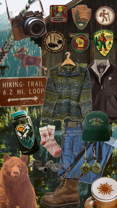 Outdoorsy Aesthetic, Summer Camp Aesthetic, Granola Outfits, Adventure Core, Granola Girl Aesthetic, Outfit Collage, Lazy Day Outfits, Granola Girl, Mood Board Fashion