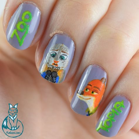 Freehand Nail Art, Disney Nails, Zootopia, Disney Pins, Art Blog, Nail Art, Hand Painted, Nails, Art