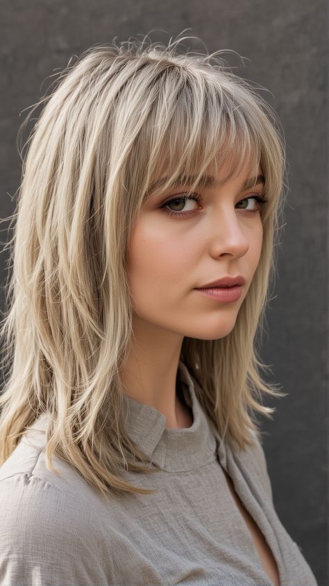 23 Discover the Best Blonde Hair with Bangs: Styles, Tips & Trends for a Chic Look Blonde Shag With Curtain Bangs, Blonde Shoulder Length Hair With Bangs, Hair Fringe Styles, Shoulder Length Blonde Hair With Bangs, Shoulder Length Hair Cuts With Layers Bangs, Shoulder Length Layered Hair With Bangs, Medium Length Haircut Bangs, Bangs Layered Hair, Shag With Curtain Bangs