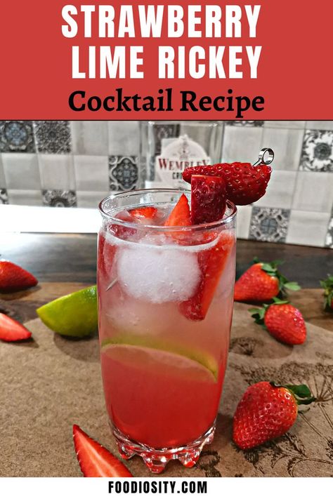 The strawberry lime rickey is here to show you the meaning of s summer cooler. Once you have a taste you likely won’t go back to the simple version. Lime Rickey Recipe, Rickey Cocktail, Gin Rickey, Easy Gin Cocktails, Lime Rickey, Most Popular Cocktails, Summer Coolers, Gin Cocktail Recipes, Strawberry Lime