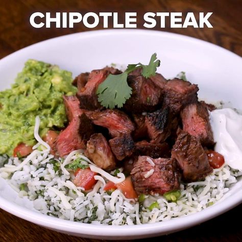 Diy Chipotle, Chipotle Steak, Steak Rice, Chipotle Copycat Recipes, Flap Steak, Chipotle Recipes, Top Sirloin, Top Sirloin Steak, Grilled Steak Recipes