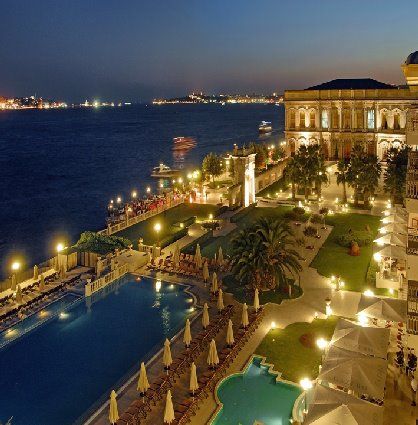 Ciragan Palace Kempinski, Turkey. Residence of the last Ottoman sultans, the hotel that you see today is actually two buildings. (ap) Kempinski Hotel, Istanbul Hotels, Palace Hotel, Turkey Travel, Most Beautiful Cities, Yurt, Istanbul Turkey, Oh The Places Youll Go, Dream Destinations