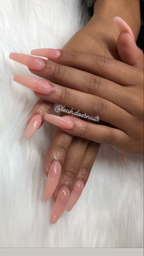 Sheer Pink coffin nails Nail Pink Acrylic, Pale Pink Nails Acrylic Design, Jelly Toe Nails, Transparent Pink Nails Acrylic, Sheer Pink Acrylic Nails, Clear Pink Gel Nails, Transparent Pink Nails, Pink Sheer Nails, Pink And Nude Nails