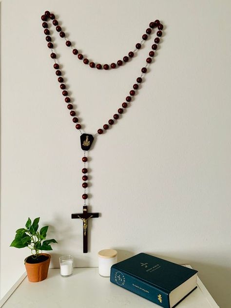 Rosary Hanger, Wall Rosary, Small Altar, Home Altar Catholic, Family Altar, Spiritual Altar, Catholic Home, Catholic Altar, Altar Design