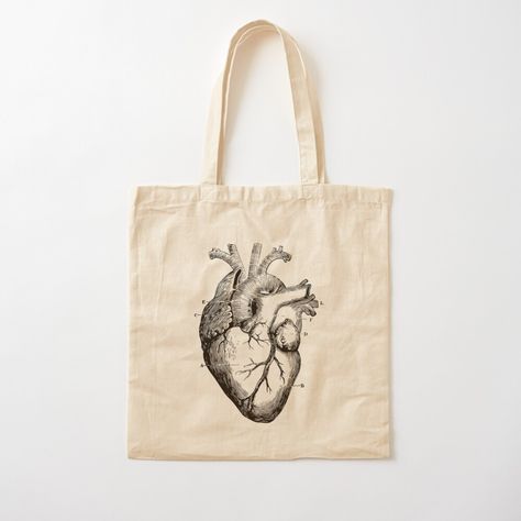 Get my art printed on awesome products. Support me at Redbubble #RBandME: https://www.redbubble.com/i/tote-bag/Anatomical-Heart-by-koovox/34671574.P1QBH?asc=u Human Heart Diagram, Human Heart Anatomy, Heart Diagram, Heart Tote Bag, Medical Student Gift, Anatomical Heart, Human Heart, White Tote Bag, Gift Totes