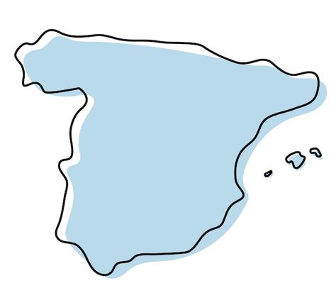 Spain Map Drawing, Spain Map Aesthetic, Spain Map Illustration, Info Wall, Morocco Map, Croatia Map, Spain Map, Spain Country, Blue Sketch