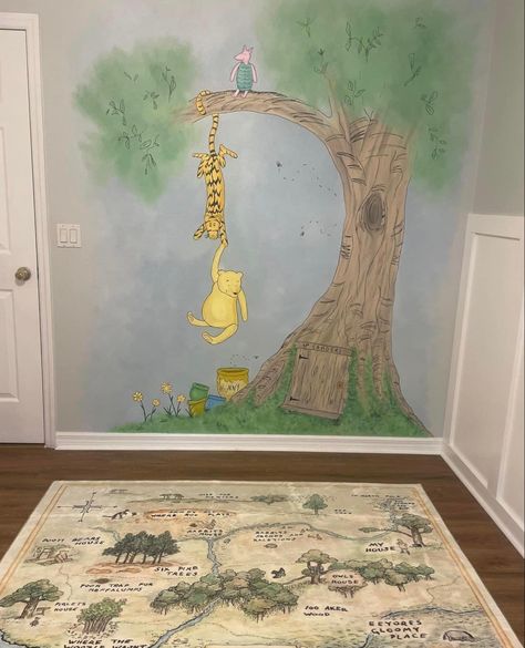 Winnie The Pooh Nursery Mural, Winnie The Pooh Mural, Classic Winnie The Pooh Nursery, Pooh Nursery, Kids Organization, Winnie The Pooh Nursery, Nursery Wall Murals, Classic Winnie The Pooh, Nursery Mural