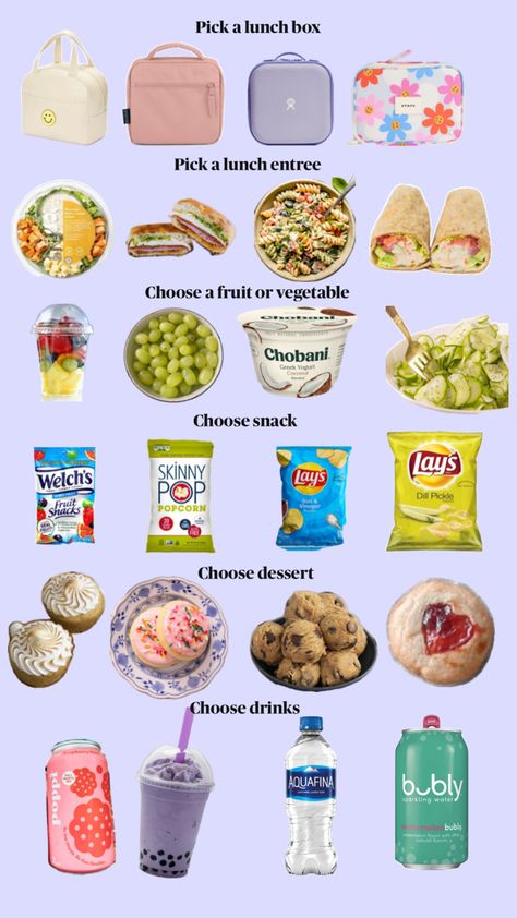 Lunch Ideas For 7th Grade, Healthy Lunchbox Ideas For Teens, Cute Lunch Boxes For Teens, Healthy School Lunch Ideas For Teens, Cheap School Lunch Ideas, Good Snacks To Buy, Preppy Snacks, Period Snacks, School Lunch Ideas For Teens