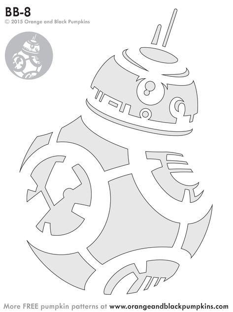 Star Wars: BB-8 (Pumpkin Stencil - Pumpkin Pattern - Pumpkin Template - Jack-o-lantern stencil) : PumpkinStencils Pumpkin Stencil Star Wars, Yoda Pumpkin Stencil, Pumpkin Carving Ideas Star Wars, Pumpkin Carving Star Wars, Star Wars Pumpkin Carving Templates, Bb8 Pumpkin, Pumpkin Stencil Printable, Star Wars Pumpkin Carving, Star Wars Pumpkin