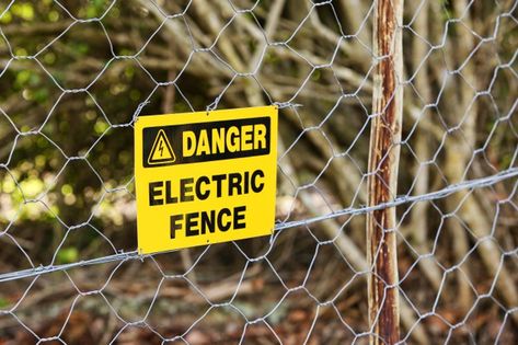 Danger sign hung from the electric fence... | Free Photo #Freepik #freephoto #border #building #road #construction Wattle Fence, Log Fence, Split Rail Fence, Diy Garden Fence, Green Fence, Horse Fencing, Cheap Fence, Types Of Fences, Danger Zone