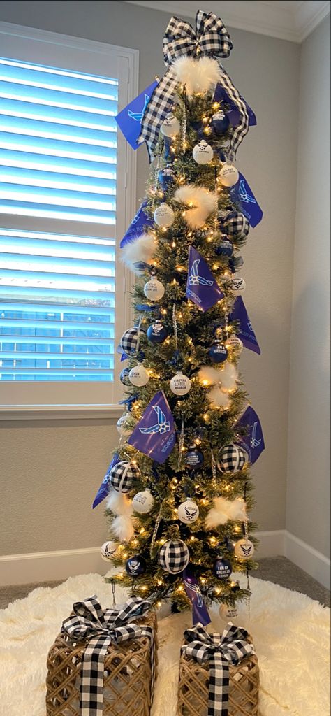 Airforce Decoration, Air Force Christmas Tree, Air Force Welcome Home Signs, Aviation Christmas Tree, Air Force Christmas, Military Christmas Tree, Christmas Tree Themes, Air Force, Christmas Holidays