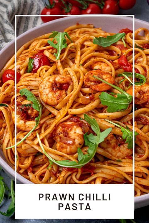 Chili Prawn Pasta, Prawns And Pasta Recipes, Pasta Recipes Fish, Garlic Chilli Prawn Pasta, Recipes Using Prawns, Prawn Pasta Recipe Healthy, Prawns With Pasta, Prawn Chilli Pasta, Prawn Linguine Recipe Tomato