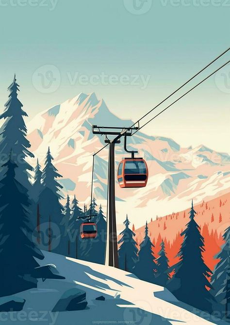 Red gondola car lift on the ski resort over forest trees, Generative AI Car Lift, Car Lifts, Forest Trees, Ski Lift, Ski Resort, Vector Background, Skiing, Vector Free, Oil Painting