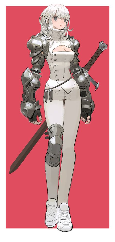 ArtStation - SHIRO, hyeonsick choi (aruana sick) Women Armor Drawing Reference, Heroic Poses Reference, Knight Outfit, Armor Drawing, Female Armor, Female Knight, Knight Art, Concept Art Character, Fantasy Armor