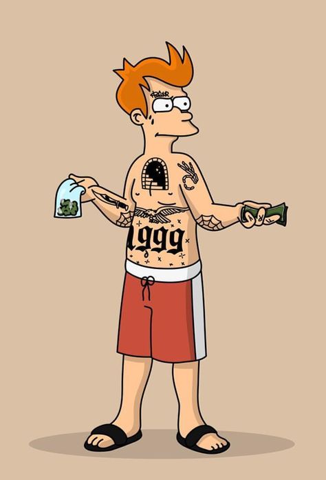 Futurama Tattoo, Fry Futurama, Tattoo Yoga, Groundskeeper Willie, Futurama Bender, Dan Mumford, Nails Disney, Kitchen Fashion, Uñas Ideas