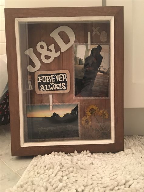 Shadow Box Ideas For Boyfriend Diy, Shadow Box Ideas For Girlfriend, Shadow Box For Husband, Boyfriend Picture Frame Ideas, Couples Shadow Box Ideas, Couple Shadow Box Ideas, Shadow Box For Boyfriend, Picture Shadow Box Ideas, Shadow Box Ideas For Boyfriend