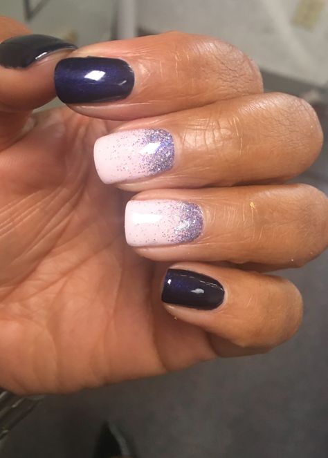 Navy and baby pink #nailsbyNikki Navy And Lavender Nails, Navy And Pink Nails Ideas, Dark Blue And Pink Nails, Navy Blue And Pink Nails, Blue And Pink Nails, Shower Nails, Baby Shower Nails, Pastel Pink Nails, Pretty Fingers