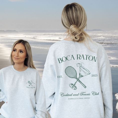 Tennis Bachelorette, Country Club Bachelorette, Bachelorette Aesthetic, Bachelorette Sweatshirts, Princess Diana Revenge Dress, Bachelorette Merch, Club Bachelorette, Tennis Sweatshirt, Custom Crewneck Sweatshirts