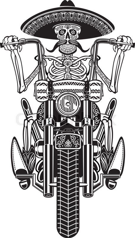 Skeleton Riding Motorcycle Tattoo, Motorcycle Art Painting, Motorcycle Tattoo, Traditional Black Tattoo, Sugar Skull Artwork, Motorcycle Tattoos, Bike Tattoos, Biker Tattoos, Cool Car Drawings