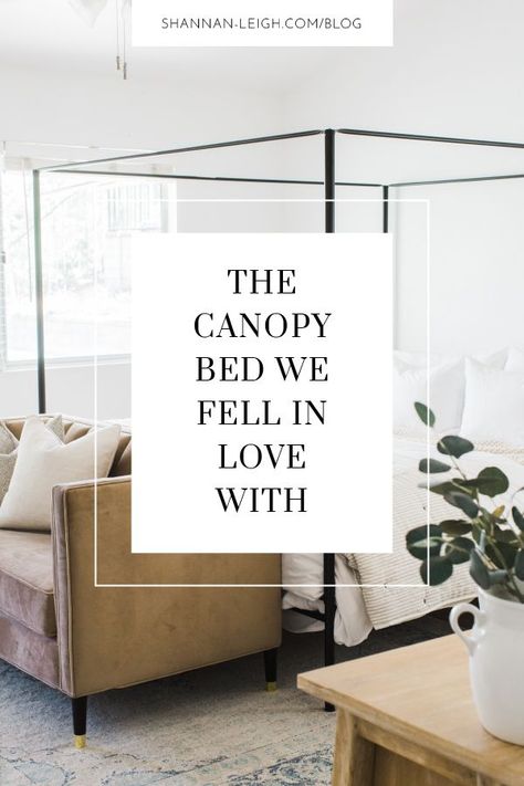 Styling a Canopy Bed: Discover how we found our latest purchase – this metal canopy bed – at a super affordable price, and see how I styled it with neutral tones. It's the perfect, chic and modern bed for our home, and I'm in love! #homedecor #bedroomdecor #interiorstyling Boho Canopy Bed, Minimal Bed Frame, Queen Size Canopy Bed, Transitional Home Decor Ideas, Modern Canopy Bed, Metal Canopy Bed, Minimal Living Room, Canopy Bedroom, Renovation Tips