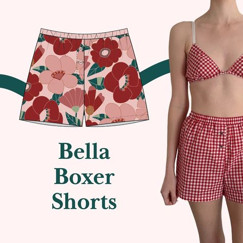 The Bella Boxer shorts is my favourite pattern atm 😍✨ She features a covered elastic waistband and even has an optional functional fly so can be made unisex. She is also great for a range of rigid fabrics such as satin, poplin and lawn. I love wearing her for lounging but she is just about long enough to wear for a summer outfit! #sewingpattern #sewingproject #boxershorts #summervibes #etsyselleruk #sewinginspiration Boxer Shorts, Sewing Inspiration, Summer Outfit, My Favourite, Sewing Projects, Lawn, Sewing Patterns, Design Studio, Etsy Seller