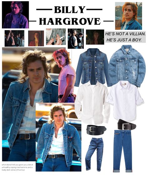 Belt Png, Billy Stranger Things, 90's Outfit, Stranger Things Halloween Costume, White Shirt Outfit, Rock Clothes, Stranger Things Outfit, Billy Hargrove, Stranger Things Halloween