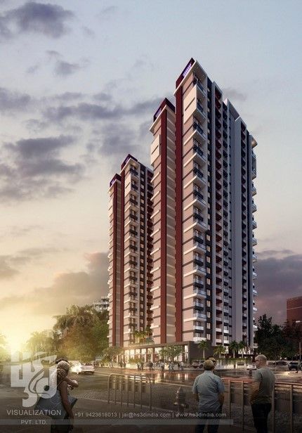 HS3D Visualization Pvt. Ltd. High Rise Apartment, Commercial Exterior, Residential Architecture Apartment, Multi Storey Building, Apartments Exterior, 3d Architectural Rendering, High Rise Apartments, Romanesque Architecture, Building Elevation