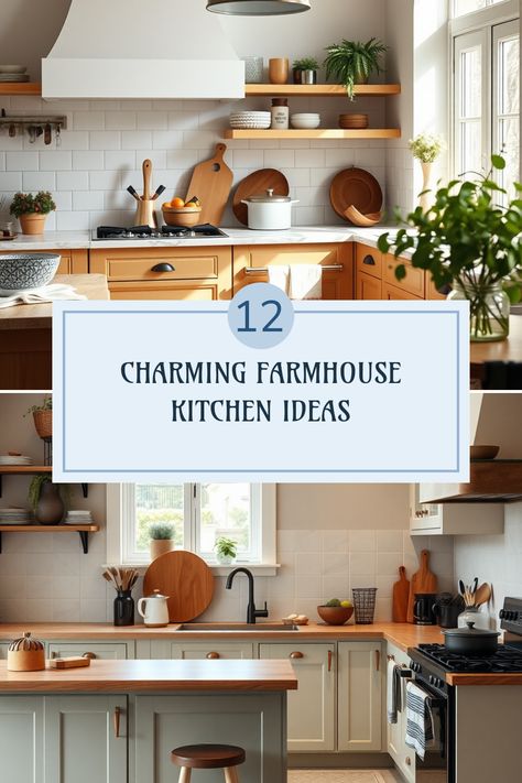 Looking to add a rustic touch to your cooking space? Check out these 12 delightful farmhouse kitchen ideas that'll surely inspire you! From cozy wooden shelves to a perfectly organized farmhouse pantry, these concepts bustle with charm and warmth. You'll love creating a welcoming atmosphere with vintage accents and unique decor. Discover how to blend modern and rustic styles effortlessly to take your kitchen from ordinary to extraordinary. Turn your cooking area into a haven where memories are made and flavors are explored! Farmhouse Kitchen Drawer Pulls, Western Kitchen Decor Ideas, Kitchen Wood Decor, Modern Farm Kitchen, Vintage Lighting Fixtures, Kitchen Bookcase, Kitchen With Open Shelving, Farmhouse Kitchen Shelves, Farmhouse Decorating Ideas