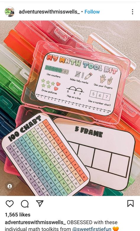 Kindergarten Math Tool Kit, First Grade Classroom Essentials, Classroom Nessesities, Math Tool Kit Kindergarten, Classroom Must Haves Elementary, Math Tool Kit, First Year Teacher, Classroom Organization Elementary, Teacher Vibes