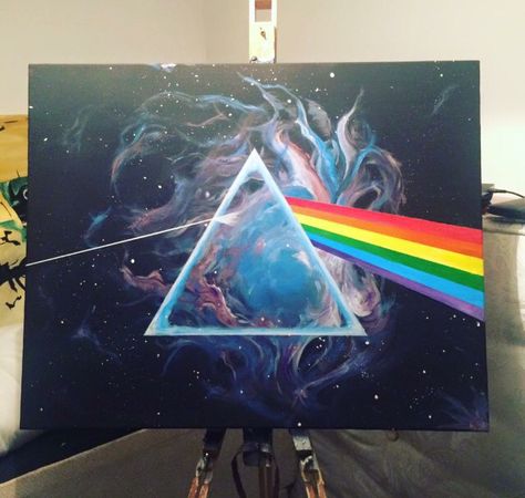 Pink Floyd acrylic canvas painting Pink Floyd Acrylic Painting, Pink Floyd Canvas Painting, Pink Floyd Painting, Canvas Painting Pink, Pink Floyd Artwork, Vinyl Record Art Ideas, Easy Dragon Drawings, Pink Floyd Art, Acrylic Canvas Painting