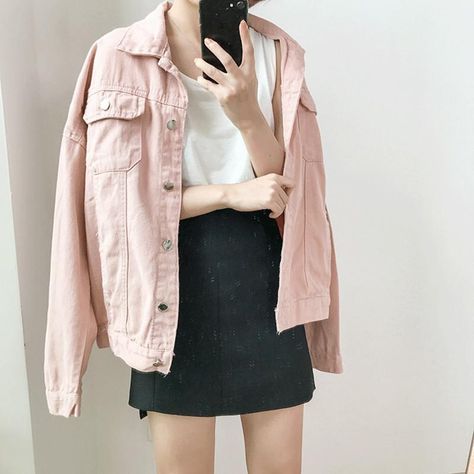 Material: Denim, Cotton Color: white, light green, pink, military green One Size: Length: 60 cm Shoulder: 60 cm Bust: 110 cm Sleeve Length: 51 cm Tips:1cm=0.3937inch Dear customer Please carefully measure your size before you buy the product. Youvimi COMMITMENT: We have complete return and replacement policy, we insist that The customer's interests is most important, your satisfaction is our greatest happiness. Please feel free to buy our products. Jeans Rosa, Pink Denim Jacket, Casual Denim Jacket, Denim Jacket Outfit, Long Sleeve Denim Jacket, Pink Denim, Jacket Outfit, Pink Jacket, Denim Coat Jacket