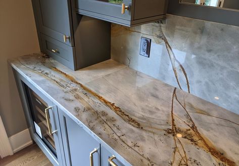 Agate Kitchen Island, Blue Tempest Quartzite Kitchen, Explosion Blue Quartzite Kitchen, Quartzite Countertops Colors, Fantasy Blue Quartzite, Ocean Fantasy Quartzite, Modern Countertops, Countertop Quartz, Blue Quartzite