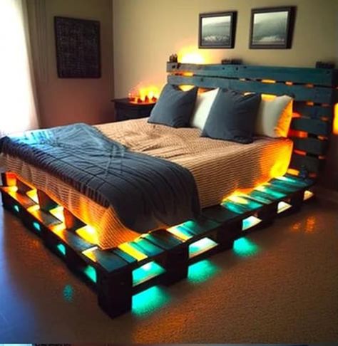 Pallet Bed Frame Diy, Pallet Bed Frame, Amazing Bedroom Designs, Diy Pallet Bed, Pallet Furniture Designs, Pallet Bed, Diy Bed Frame, Pallet Furniture Bedroom, Bed Furniture Design