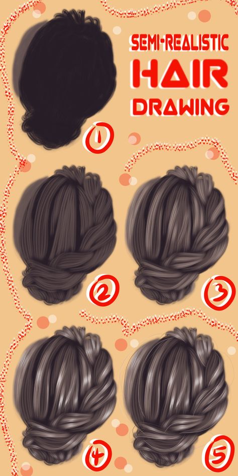 Semi Realistic Painting Tutorial, Semi Realistic Hair Drawing, Art Style Inspiration Semi Realistic, Semi Realistic Hair Tutorial, How To Draw Semi Realistic Hair, Hair Semi Realistic, How To Draw Semi Realistic, Autodesk Sketchbook Tips, Semi Realistic Hair