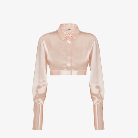 Pink satin shirt - SHIRT | Fendi Fendi Shirt Women, Fendi Clothes, Fendi Shirt, Fendi Logo Design, Fendi Store, Look Festival, Cropped Shirt, Satin Shirt, Wide Cuff