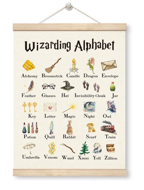 Harry Potter Classroom Decorations, Harry Potter Classroom Theme, Harry Potter Alphabet, Poster Harry Potter, Classroom Wall Art, Letter Diy, Harry Potter Classroom, Wood Hanger, Classroom Signs