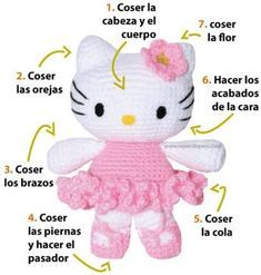 amigurumi hello kitty bailarina - hello kitty ballet dancer Más Amigurumi Hello Kitty, Hello Kitty Amigurumi, Amigurumi Characters, Crochet Hello Kitty, Kat Haken, Hello Kitty Crochet, Crochet Toys Free Patterns, Crochet Toys Free, Cat Amigurumi