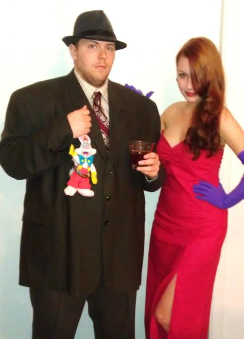 Long Live Cartoons! | 4 Easy DIY Cartoon Couples Halloween Costumes – Oh, Julia Ann Roger Rabbit Costume, Jessica Rabbit Halloween, Rabbit Halloween Costume, Red Head Halloween Costumes, Jessica Rabbit Costume, Easy Couples Costumes, Couples Costumes Creative, Rabbit Halloween, Couples Halloween Costumes