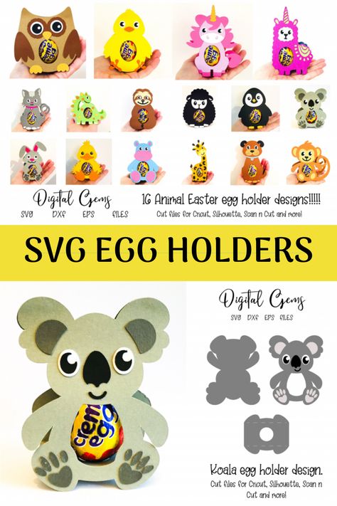 Easter SVG | Egg Holders SVG | Easter SVG Bundle for Cricut and Silhouette Files #ad Egg Holder Svg, Easter Cricut, Animal Easter Eggs, Cricut Animals, 3d Paper Projects, Easter Egg Holder, Egg Holders, Easter Svg Files, Easy Valentine Crafts