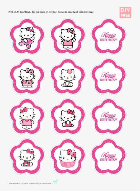 Hello Kitty Birthday Banner, Hello Kitty Banner, Kitty Banner, Pennant Banner Template, Birthday Card Template Free, Cupcake Toppers Template, Birthday Banner Template, Diy Birthday Banner, Hello Kitty Printables