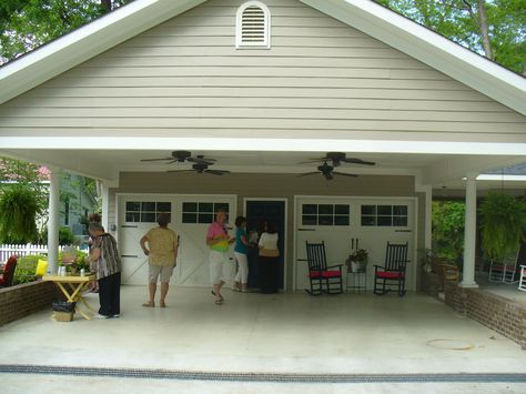 Building A Carport Patio | Notice the ceiling fans. Isn't that a nice touch? Do you see the side ... Attached Carport Ideas, Rinnovo Garage, Carport Addition, Building A Carport, Carport Patio, Garage Plans Detached, Carport Plans, Garage Addition, Building A Garage