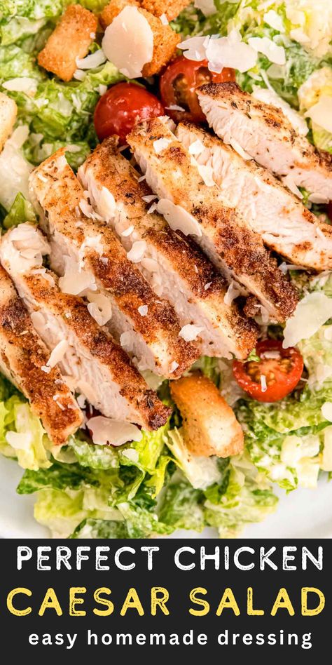 Grilled Chicken Caesar Salad is a healthy, fresh meal with lean protein and crisp veggies! This step-by-step guide will show you how to make homemade Caesar dressing and a perfect chicken salad from scratch! Grilled Chicken Caesar, Homemade Caesar Dressing, Chicken Caesar Salad Recipe, Grilled Chicken Caesar Salad, Homemade Caesar, Fresh Meal, Caesar Salad Recipe, Chicken Caesar, Chicken Caesar Salad