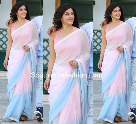 Plain chiffon saree, Elegant saree, Saree look Light Pink Combination Dress, Plain Chiffon Saree With Designer Blouse, Plain Chiffon Saree, Saree Elegant, Band Gifts, Bollywood Designer Sarees, Blue Combination, Bands Rings, Pure Chiffon Sarees