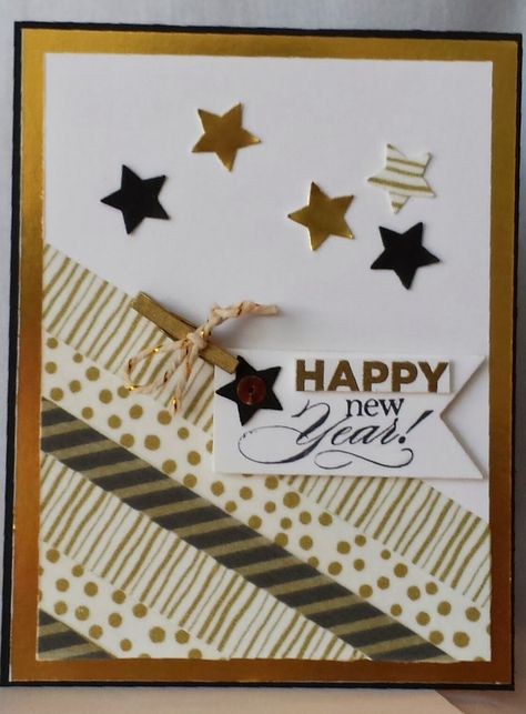 papermadeprettier: HAPPY NEW YEAR from Papermadeprettier, sparkly gold and black "New Years" Card New Year’s Cards Handmade, New Years Cards Diy, New Year Handmade Cards, New Year Cards Handmade, New Year Card Making, New Years Cards, New Year Card Design, Card Playing, Happy New Year Card